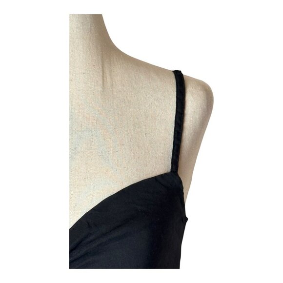 Pinko Shirt Women 2 Black Ruched Gathered Tie Front Cropped‎ Cami Gothic Sexy - Picture 6 of 11